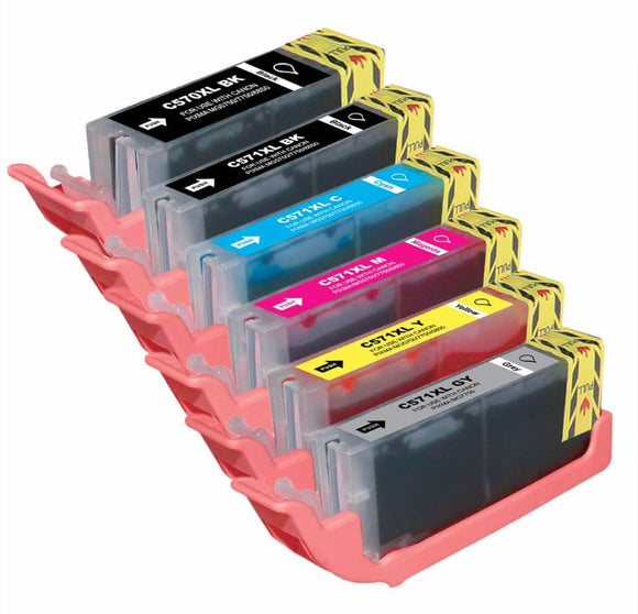 Compatible Canon PGI-570XL / CLI-571XL High Capacity 6 Cartridge Multipack - With Grey