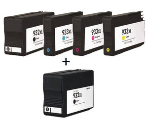 Compatible HP 932XL / 933XL set of 4 Printer Ink Cartridges + EXTRA BLACK