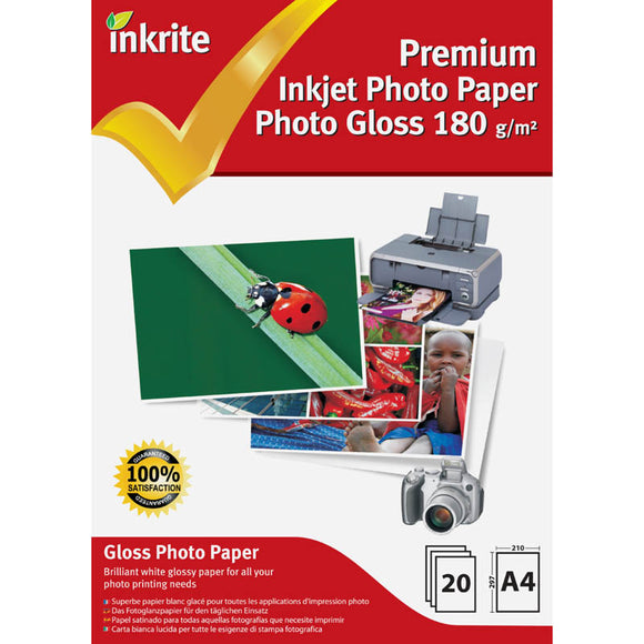 Inkrite PhotoPlus Professional-Fotopapier, glänzend, 180 g/m², A4 (20 Blatt)