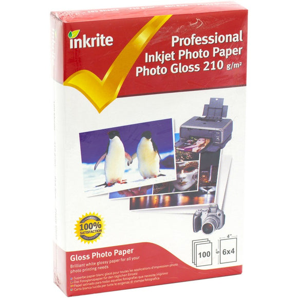 Inkrite PhotoPlus Papier photo professionnel brillant 210 g/m² 6 x 4 (100 feuilles)