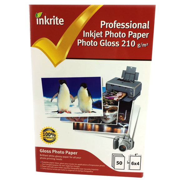 Inkrite PhotoPlus Papier photo professionnel brillant 210 g/m² 6 x 4 (50 feuilles)