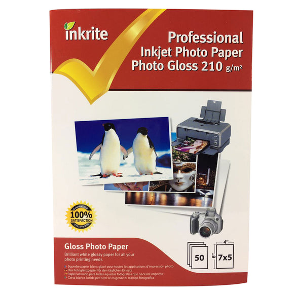 Papier photo professionnel Inkrite PhotoPlus brillant 210 g/m² 7 x 5 (50 feuilles)