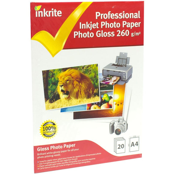 Inkrite PhotoPlus Professional-Fotopapier, glänzend, 260 g/m², A4 (20 Blatt)