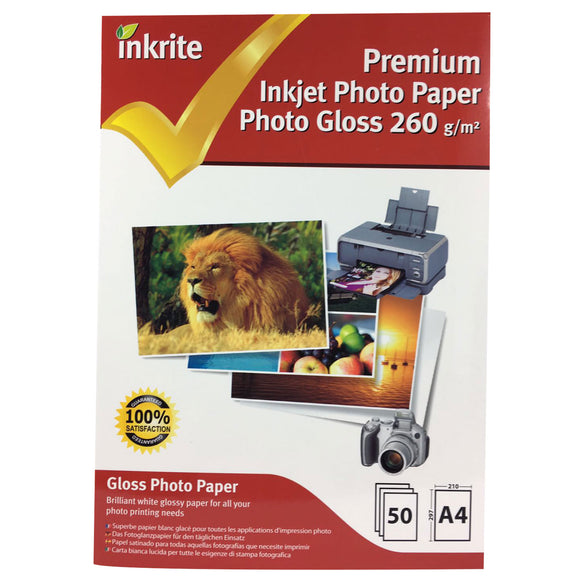 Papier photo professionnel Inkrite PhotoPlus brillant 260 g/m² A4 (50 feuilles)