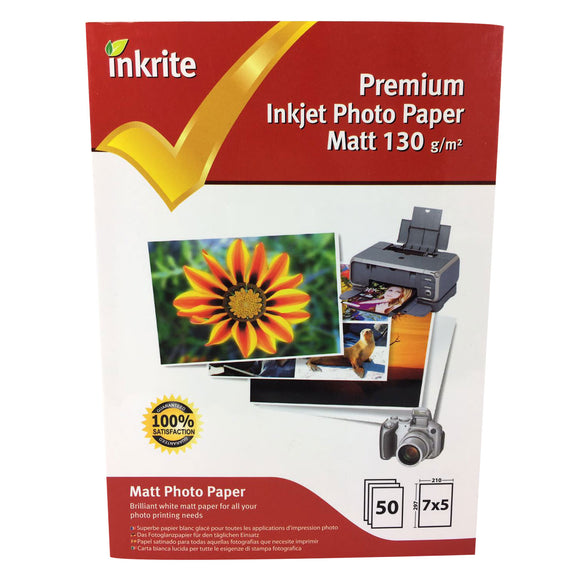 Papier photo professionnel Inkrite PhotoPlus - Mat 130 g/m² 7 x 5 (50 feuilles)