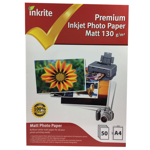 Papier photo professionnel Inkrite PhotoPlus - Mat 130 g/m² A4 (50 feuilles)