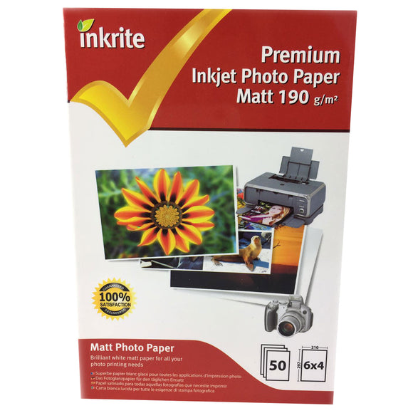 Inkrite PhotoPlus Professional Photo Paper - Matt 190gsm 6x4 (50 Sheets)