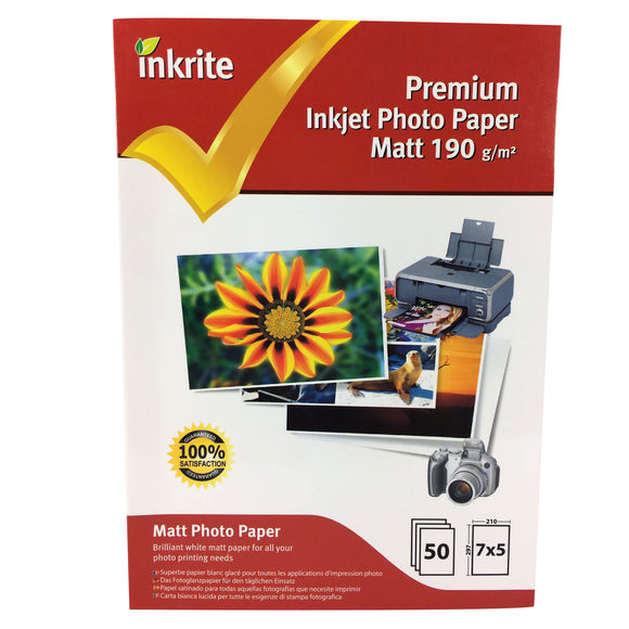 Papier photo professionnel Inkrite PhotoPlus - Mat 190 g/m² 7 x 5 (50 feuilles)