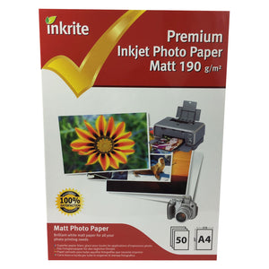 Inkrite PhotoPlus Professional Photo Paper - Matt 190gsm A4 (50 Sheets)