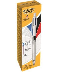 Bic 4-Farben-Kombination, mittlerer Kugelschreiber (Schwarz/Blau/Rot) + mittlerer Druckbleistift (12er-Pack)